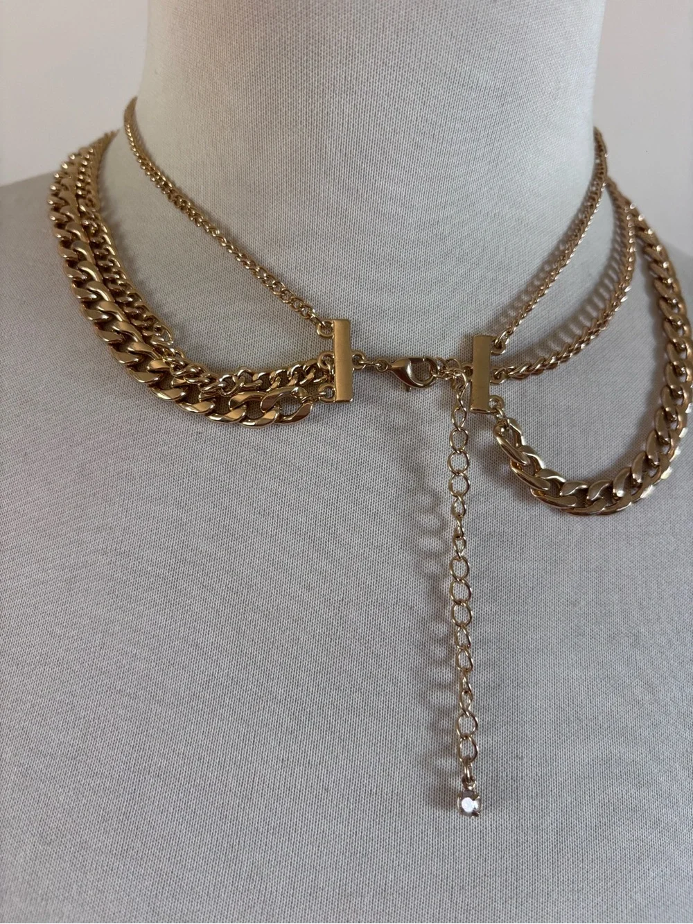 Target Gold-Tone Triple Layer Curb Necklace Set - Picture 3 of 5